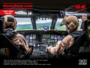 Figures (resin) 1/48 Sikorsky UH-60 Black Hawk crew x 3 figures (ICM)