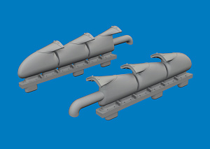Additions (3D resin printing) 1/72 Supermarine Spitfire Mk.V three-stacks exhaust fishtail 3D-Printed 1/72 (designed to be used with Eduard kits)