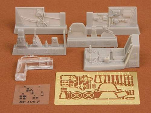 Additions (3D resin printing) 1/48 Messerschmitt Bf 109 F-2/4 Cockpit set (HAS)