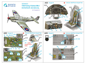 Fairey Fulmar Mk.I 3D-Printed & coloured Interior on decal paper (Trumpeter)