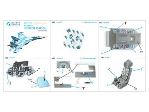 Su-27 3D-Printed & coloured Interior on decal paper (Trumpeter) (with 3D-printed resin part)