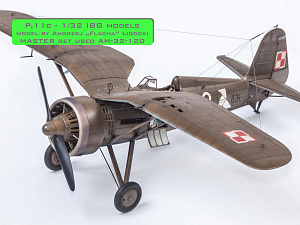 Aircraft detailing sets (brass) 1/32 PZL P.11c - details set - wz. 33 machine gun barrels, gunsight and Venturi Tube (designed to be used with IBG and Silver Wings kits) 