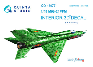MiG-21PFM  (emerald color panels) 3D-Printed & coloured Interior on decal paper (for Eduard  kit)