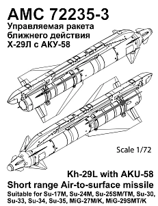 Additions (3D resin printing) 1/72 Aircraft guided missile Kh-29L with launcher AKU-58 (Advanced Modeling) 