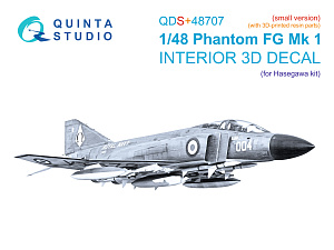 F-4K Phantom FG.1 3D-Printed & coloured Interior on decal paper (Hasegawa) (Small version) (with 3D-printed resin parts)