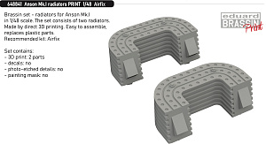 Additions (3D resin printing) 1/48 Avro Anson Mk.I radiators (3D-Printed) (designed to be used with Airfix kits)