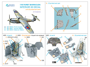 Fairey Barracuda Pilot's Cockpit 3D-Printed & coloured Interior on decal paper (Trumpeter) (with 3D-printed resin parts)