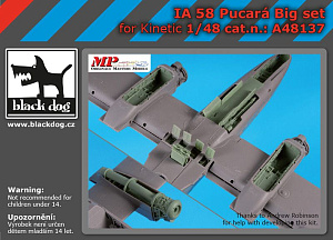 Additions (3D resin printing) 1/48 F.M.A. IA-58A Pucara BIG set (designed to be used with Kinetic Model kits)