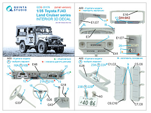 Toyota FJ43 Land Cruiser series 3D-Printed & coloured Interior on decal paper (AK Interactive) (Small version)