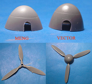 Additions (resin parts) 1/48 Messerschmitt Me410B corrected propellers and spinners (for Meng) (Vector) 