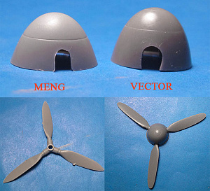 Additions (cast) 1/48 Messerschmitt Me410B corrected propellers and spinners (for Meng) (Vector) 