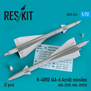 Additions (3D resin printing) 1/72 R-40RD (AA-6 Acrid) missiles (2 pcs) (ResKit)