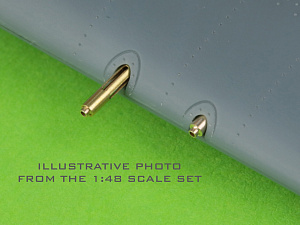 Aircraft detailing sets (brass) 1/72 Grumman F4F-3 Wildcat EARLY (pre-war) - .50 Browning gun barrels with oblong holes & early Pitot Tube 