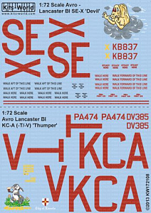 Decal 1/72 Avro Lancaster B.I/III SE-X KB837 'Devil' 431 Sqn (Iroquois) 6 Grp Croft (Kits-World)