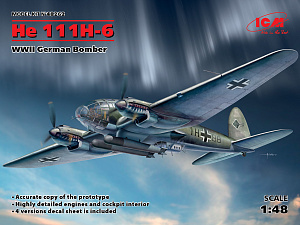 Model kit 1/48 Heinkel He 111H-6 German Bomber (4x camo) (ICM)