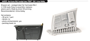 Additions (3D resin printing) 1/48 Hawker Hurricane Mk.II cockpit door 3D-Printed (designed to be used with Arma Hobby kits) 