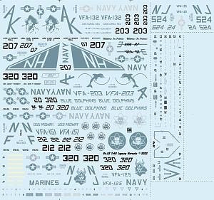 Decal 1/48 "Legacy Hornets" - McDonnell-Douglas TF-18A, F-18A, F-18A+, F/A-18B. (Cut then Add)