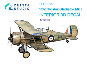 Gloster Gladiator Mk II 3D-Printed & coloured Interior on decal paper (ICM)