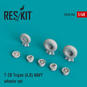 Additions (3D resin printing) 1/48 North-American T-28A/T-28B Trojan NAVY wheels set (ResKit)