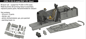 Additions (3D resin printing) 1/72 North-American P-51D-10 Mustang cockpit PRINT 1/72 (designed to be used with Eduard kits)