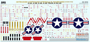 Decal 1/32 INTRUDER AIRFRAME STENCILS & MARKINGS (High-Viz) Grumman A-6A Intruder, A-6B, A-6E, A-6E TRAM, & KA-6D (AOA Decals)