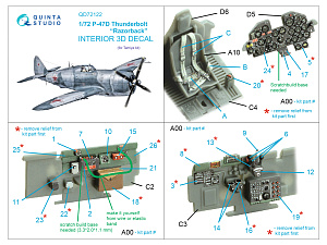 P-47D Thunderbolt Razorback 3D-Printed & coloured Interior on decal paper (Tamiya)