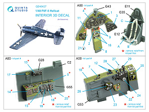 F6F-5 Hellcat 3D-Printed & coloured Interior on decal paper (Eduard)