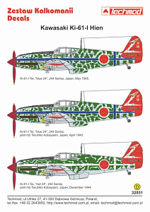 Decal 1/32  Kawasaki Ki-61-I Hien (Techmod)