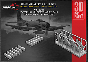 Additions (3D resin printing) 1/48 Douglas A-1 Skyraider external underwing pylons (RESArm)