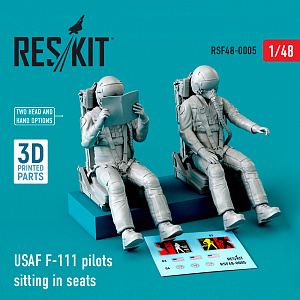 Additions (3D resin printing) 1/48 USAF General-Dynamics F-111 pilots sitting in seats (2 pcs) (ResKit)