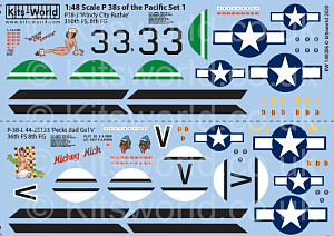Decal 1/48     Lockheed P-38L Lightning's of the Pacific (Late War) Set 1 (Kits-World)