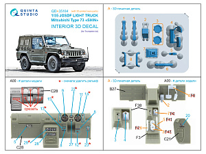 JGSDF Light truck Mitsubishi Type 73 Shin 3D-Printed & coloured Interior on decal paper (Trumpeter) (with 3D-printed resin parts) 