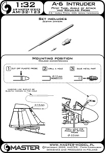 Aircraft detailing sets (brass) 1/32 Grumman A-6 Intruder - Pitot Tube, Angle Of Attack and Refueling probe (designed to be used with Trumpeter kits)[A-6A A-6E/TRAM]     