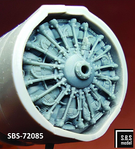 Additions (3D resin printing) 1/72 Finnish Brewster B-239 Buffalo engine & exhaust set (designed to be used with Hasegawa and Hobby 2000 kits)
