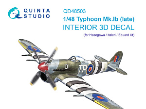 Typhoon Mk.Ib late 3D-Printed & coloured Interior on decal paper (Hasegawa/Italeri)