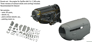 Additions (3D resin printing) 1/48 Supermarine Spitfire Mk.V (designed to be used with Eduard kits) 