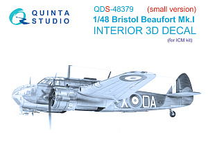 Bristol Beaufort Mk.I 3D-Printed & coloured Interior on decal paper (ICM) (Small version)