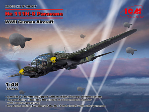 Model kit 1/48 He 111H-8 Paravane, German WWII Aircraft (ICM)