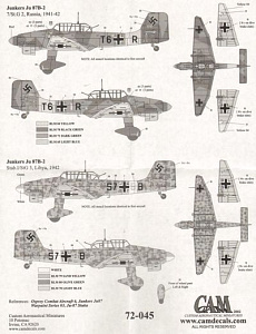 Decal 1/72 Junkers Ju-87B-2/R2 'Stuka' (CAM)
