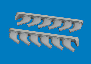 Additions (3D resin printing) 1/72 North-American P-51D Mustang exhaust stacks with fairing (3D-Printed) 1/72 (designed to be used with Arma Hobby kits)