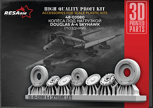 Additions (3D resin printing) 1/48 Douglas A-4 Skyhawk Wheels under load (late) (RESArm)