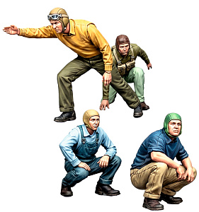 Addition (resin) 1/48 US Navy Deck Crew WWII, Set 2 (4 Figures) (SX-Art)