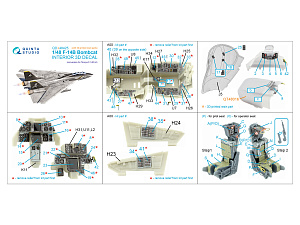 F-14B 3D-Printed & coloured Interior on decal paper (conversion for F-14D Tamiya) (with 3D-printed resin parts)