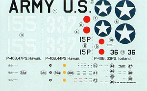 Decal 1/72 Curtiss P-40B Tomahawk over Pearl Harbor x 2 (AML)