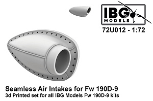 Additions (3D resin printing) 1/72 Seamless Air Intakes for Focke-Wulf Fw-190D-9 (designed to be used with IBG Models kits) 