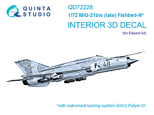 MiG-21bis late 3D-Printed & coloured Interior on decal paper (Eduard)