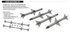 Additions (3D resin printing) 1/72 Brassin set - air-to-air missile AIM-7M