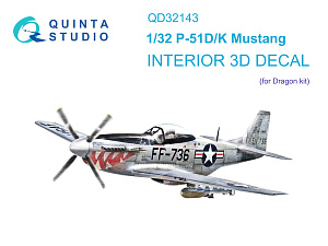 P-51D/K Mustang 3D-Printed & coloured Interior on decal paper (Dragon)