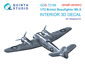 Bristol Beaufighter Mk.X 3D-Printed & coloured Interior on decal paper (Hasegawa) (small version)