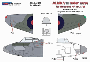 Additions (3D resin printing) 1/48 Radar Nose for Tamiya Mosquito F Mk.II and Mk.V (Tamiya)